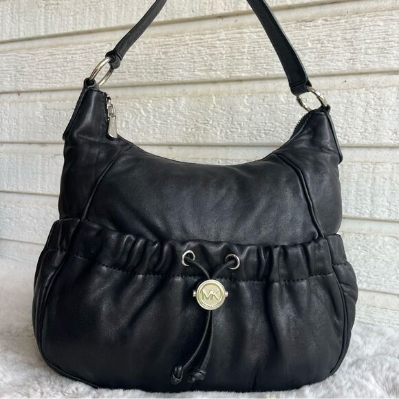 Michael Kors Handbags - MICHAEL KORS Black Nappa Lamb Leather Fulton Lillie Hobo Shoulder Bag Selma
